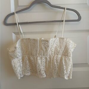 Hello Molly Cream Lace Crop Top